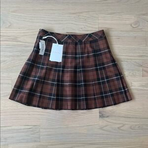 Sunday Best Checkered Skater Skirt in Brown and Black NWT